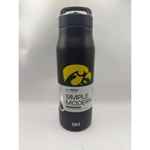 Simple‎ Modern Water Bottle 34oz Black NEW Iowa Hawkeyes NCAA The Mesa